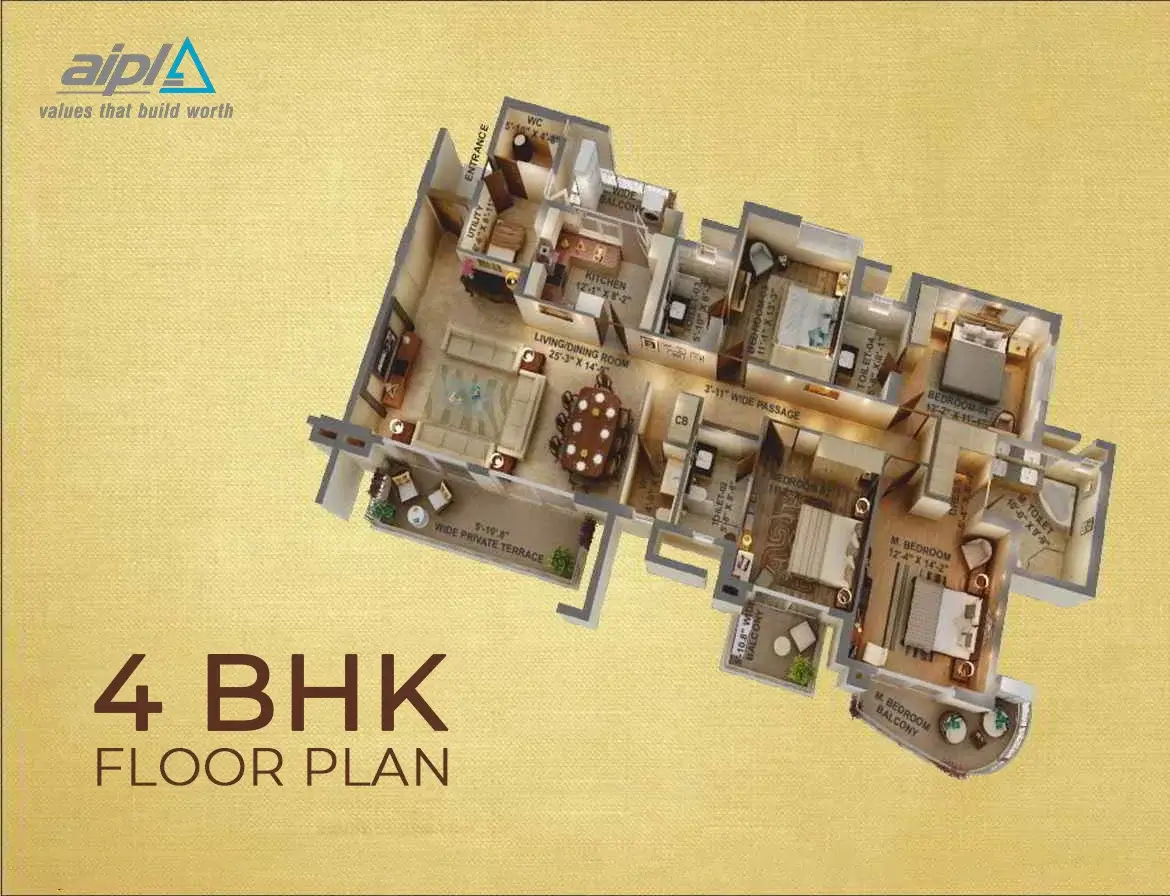 AIPL The Riviera Gurgaon 4 BHK Floor Plan